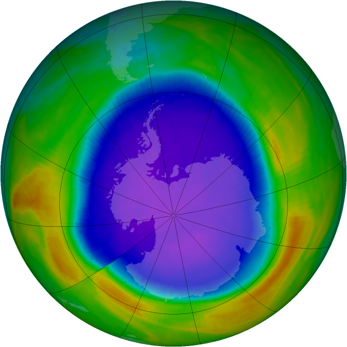 Antarctic ozone map for 29 September 1999